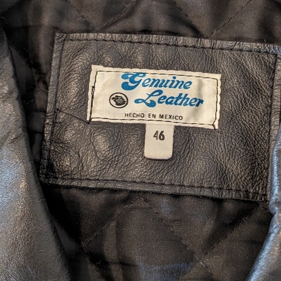 Vintage 1980's Heavy Genuine Leather Motorcycle Jacket, Size 46  L/XL - Picture 10 of 17